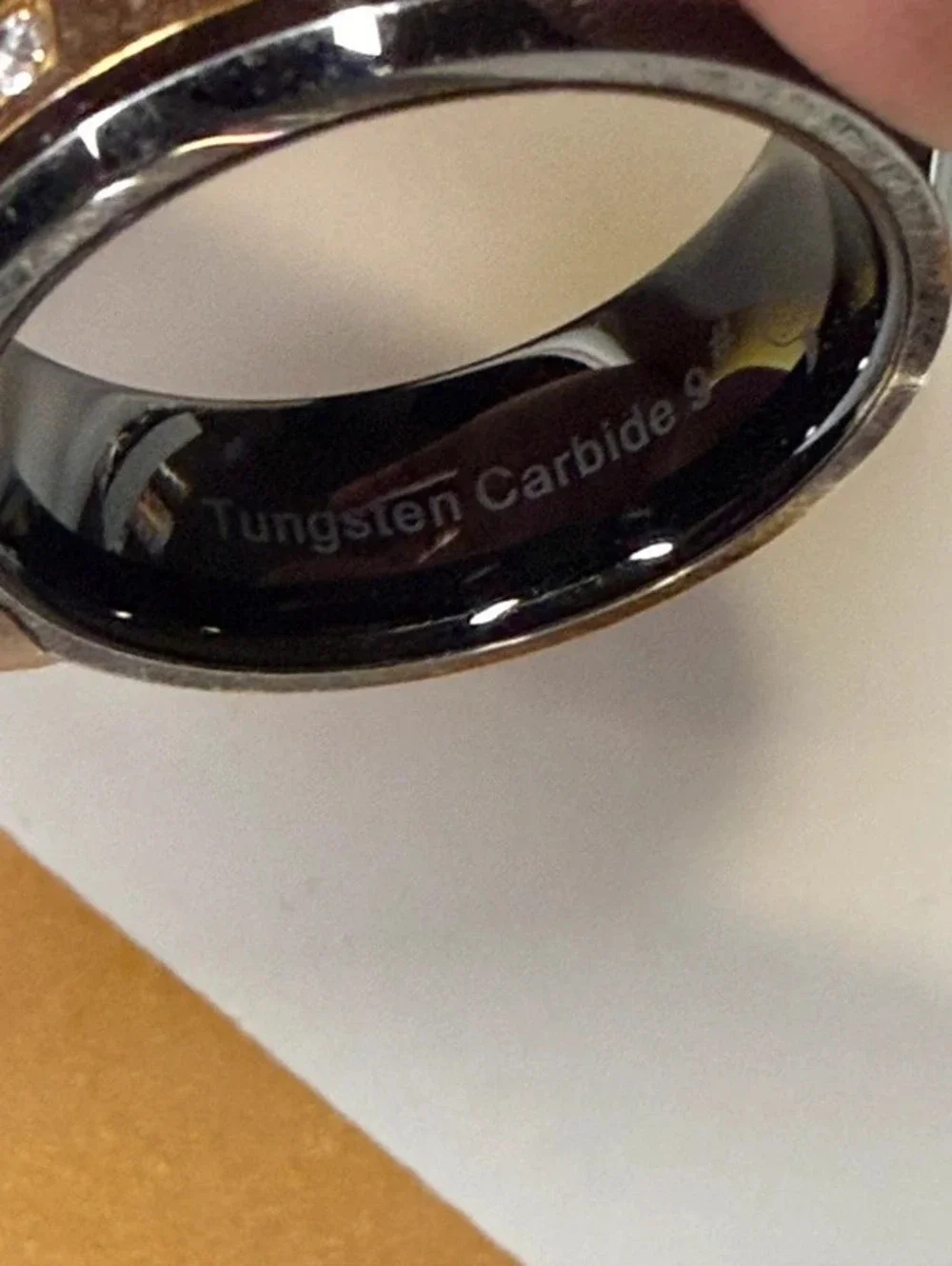 Men's Two-Tone Tungsten Carbide Channel-Set CZ Band Ring – Size 9
